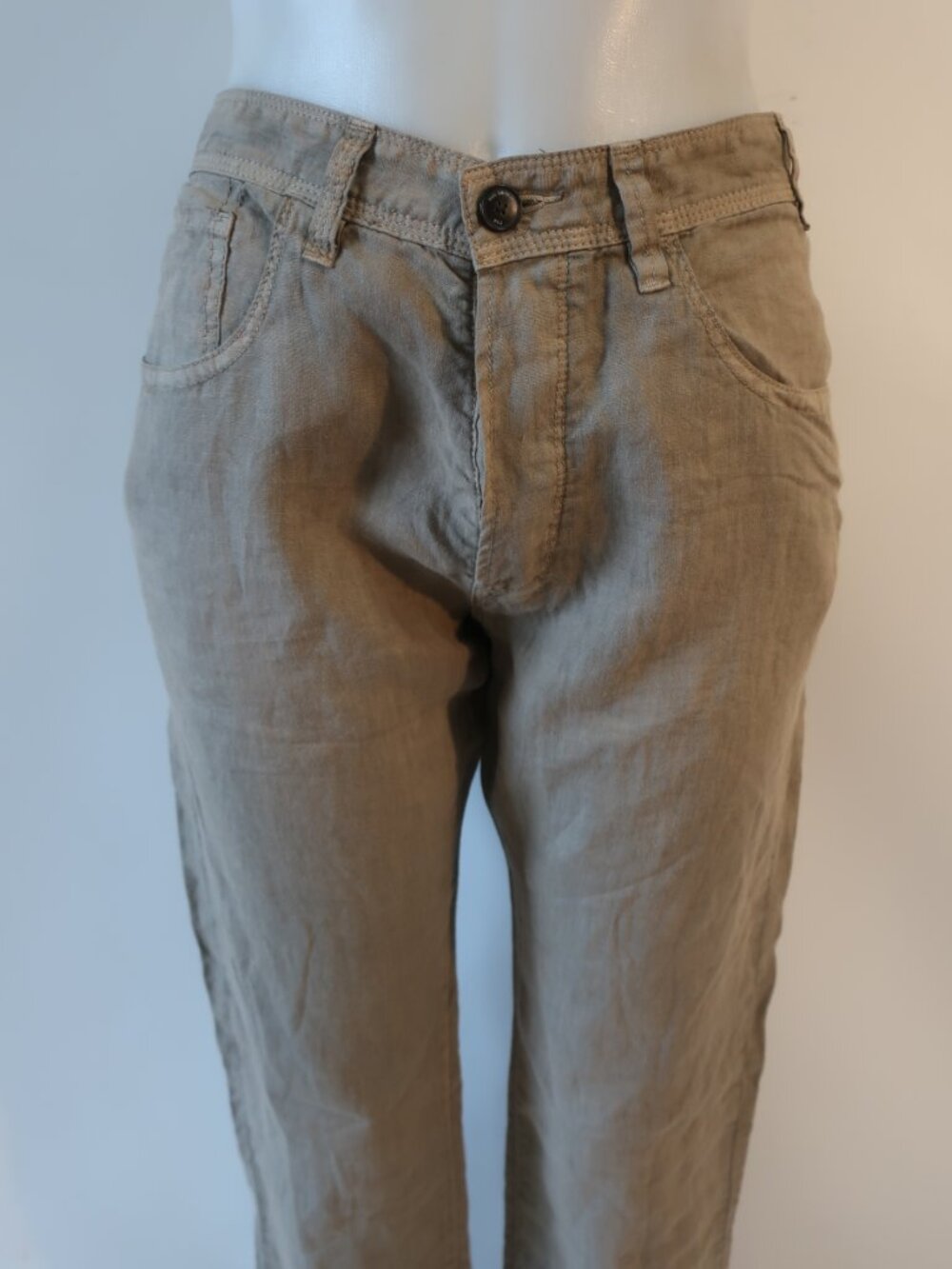NWT Mens Paul Smith Jeans Olive (Item- 112) Pure Linen Button-Fly Pant 32